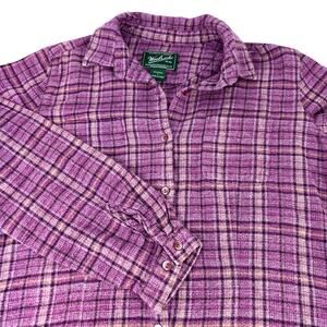 Vintage Woolrich Purple Yellow Tartan Plaid Button Up Shirt Women's Mulberry L